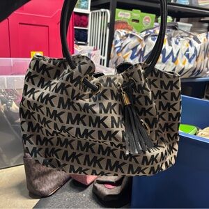Michael Kors Black and Tan Logo Tote Bag